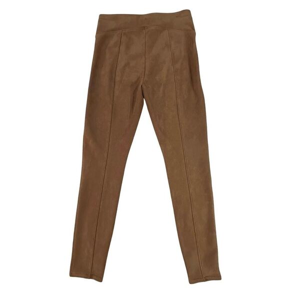 Spanx Size Medium Rich Caramel Brown Faux Suede Stretch Pant Shapewear Leggings - Picture 6 of 16